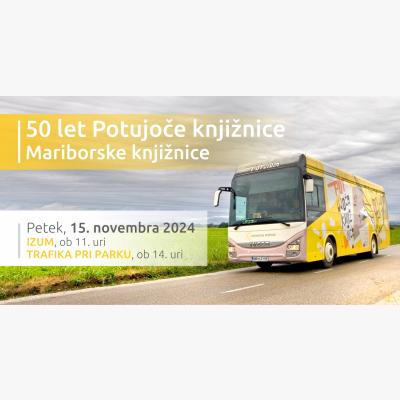 Vabilo na praznovanje 50. obletnice Potujoče knjižnice - bibliobusa Mariborske knjižnice