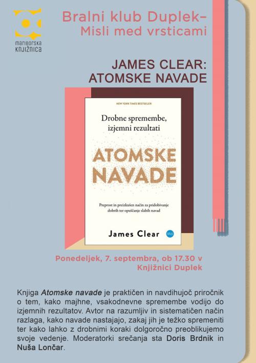 Bralni klub Duplek - Misli med vrsticami: JAMES CLEAR: ATOMSKE NAVADE