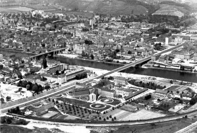 Panoramski pogled na moško kaznilnico v 60. letih 20. stol. Vir: Domoznanska zbirka Mariborske knjižnice