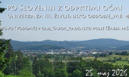 Strokovna ekskurzija članov Knjižničnega cikla. Po Sloveniji z odprtimi očmi. Cerovo (Vodomčev gaj) - Tabor - Žabja hiša - Grosuplje, maj 2026.