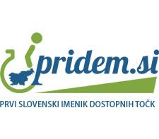 Logotip Pridem.si, edini slovenski spletni imenik, namenjen gibalno oviranim osebam.